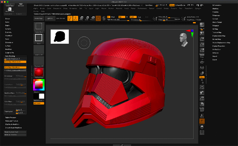 screen-sith image du casque sith sur zbrush